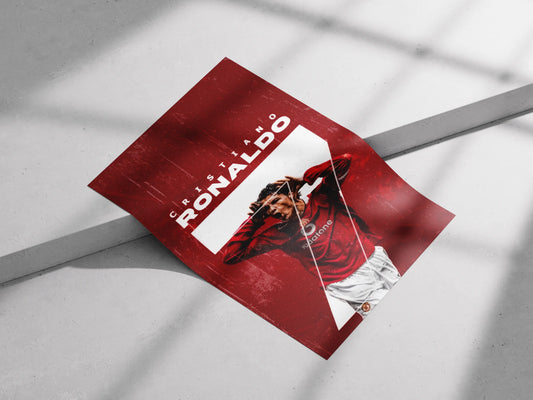 Cristiano Ronaldo Manchester United Poster – Vintage Red CR7 Wall Art