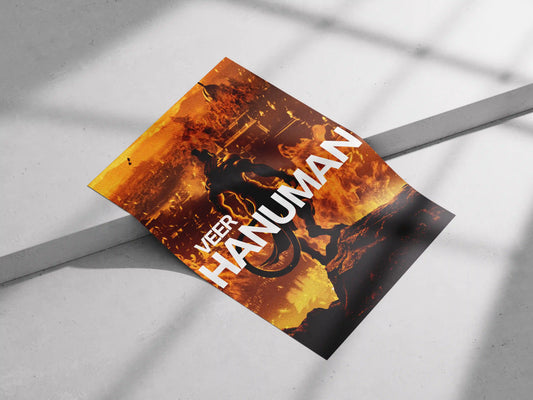 Veer Hanuman Poster – Lord Hanuman Burning Lanka | Bajrangbali Warrior Wall Art