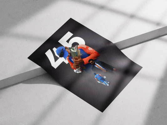 Rohit Sharma 45 Poster – Champion's Victory Cricket Wall Art