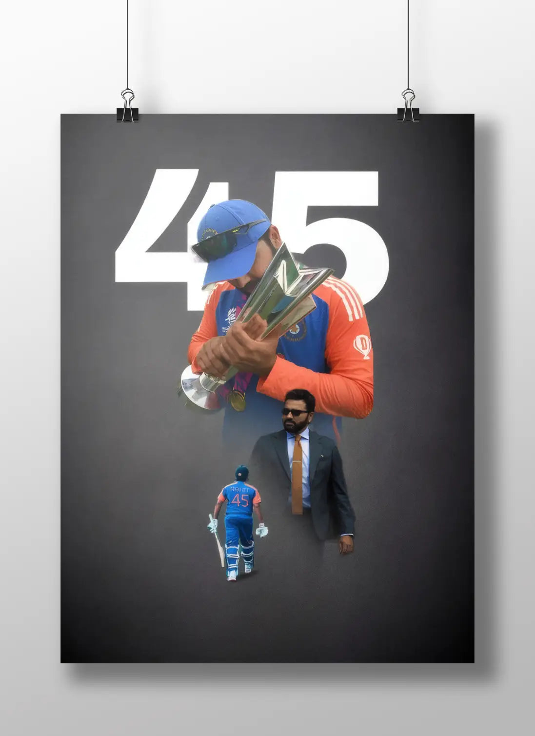 Rohit Sharma 45 Poster – Champion's Victory Cricket Wall Art