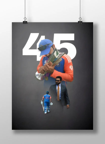 Rohit Sharma 45 Poster – Champion's Victory Cricket Wall Art